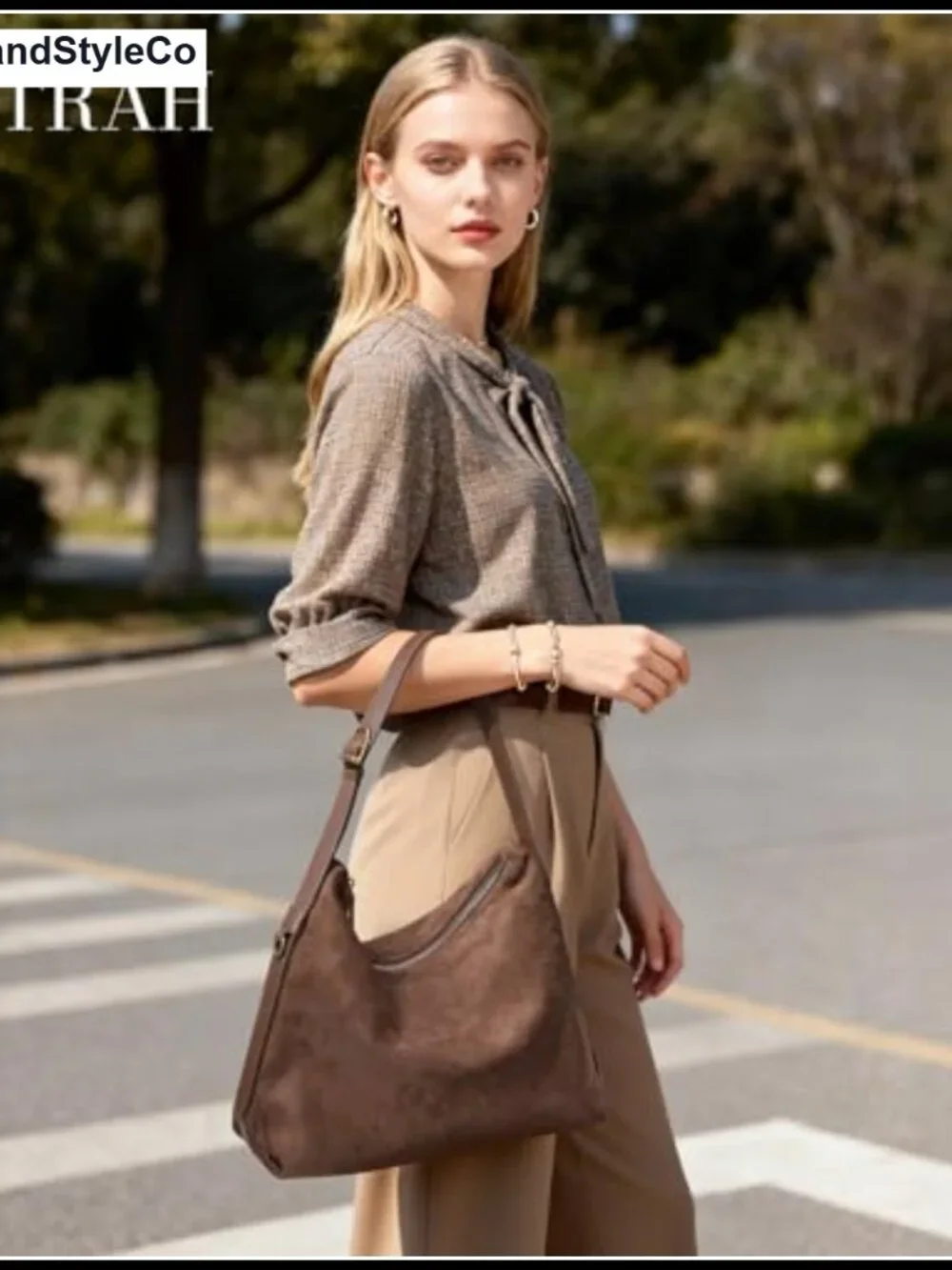 Women's Suede Faux Suede Hobo Bag Adjustable Strap Shoulder Purse Slouchy 5